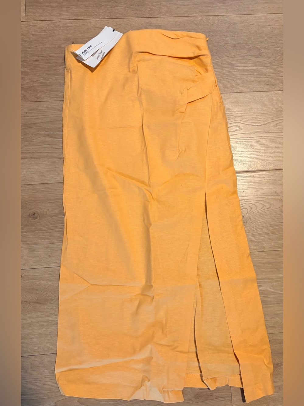 Zara Light Orange Maxi Skirt with Side Slit